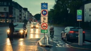 Illustration von neuen Verkehrsschildern ab Januar, die Umsicht von Autofahrern erfordern