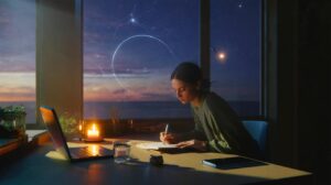 Illustration von Sternenkonstellationen und dem Tageshoroskop am 19. März 2026