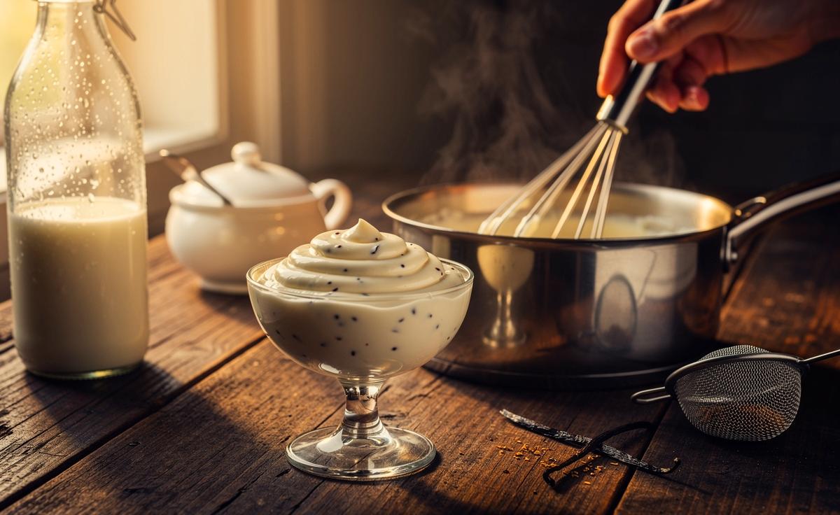 Diese drei Zutaten ergeben in Minuten eine lockere Vanillecreme ohne Mixer und ohne Klümpchen.