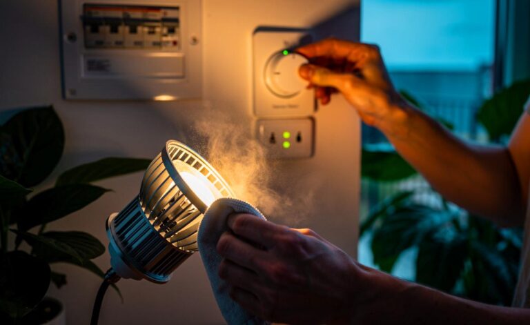 Illustration von einem nachhaltigen Energiesparexperten, der die Lebensdauer von LED-Lampen verlängert